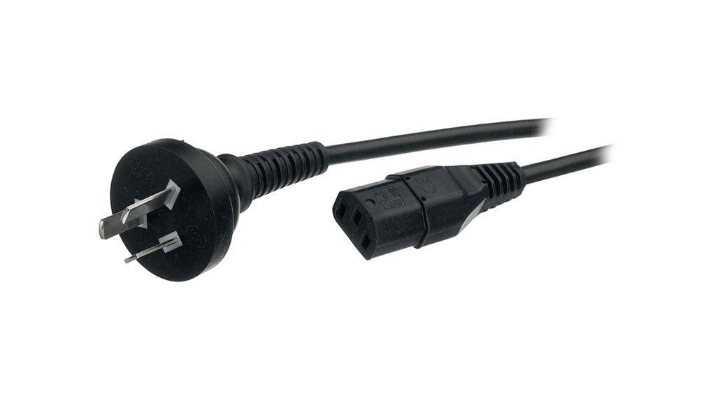 Kabel zasilający AC, Złącze męskie Chiny (PRC/3) - IEC 60320 C13, 2.5m, Czarny