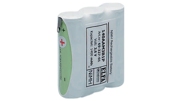 Rechargeable Battery Pack, Ni-MH, 3.6V, 1.5Ah