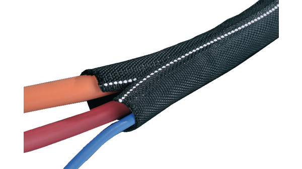 Braided cable sleeving 19 ... 25mm Polyester Black / White
