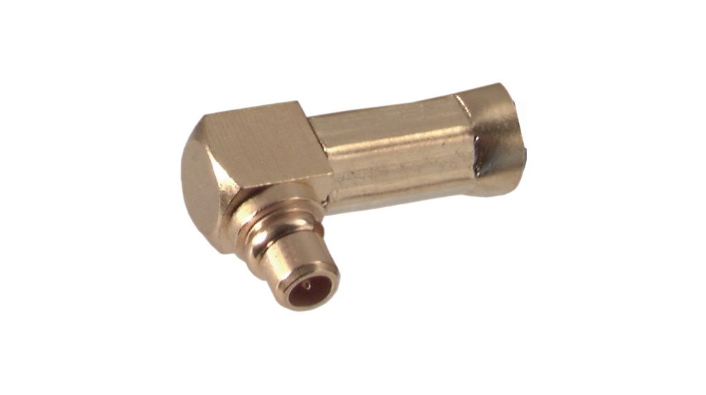 RF Connector, MMCX, Brass, Plug, Right Angle, 50Ohm, Solder Terminal, Crimp Terminal