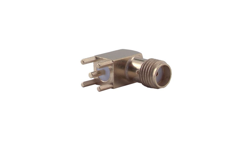 RF Connector, SMA, Brass, Socket, Right Angle, 50Ohm, Radial Leads