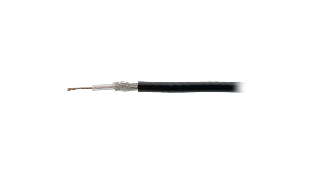 Câble coaxial RG-174/U PVC 2.55mm 50Ohm Acier plaqué cuivre Noir 100m
