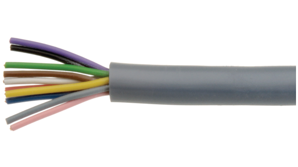 Flerkärnig kabel, CY Kopparskärmning, PVC, 6x 0.34mm², 100m, Grå