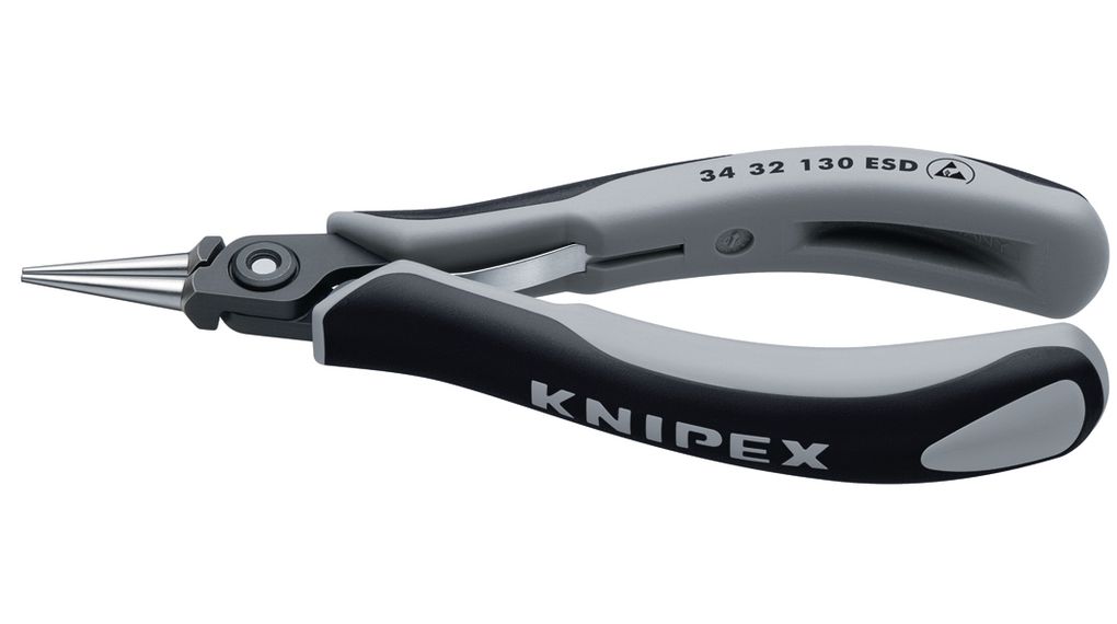 Precisionselektroniktång, Rund / Kort spetsig, 135mm