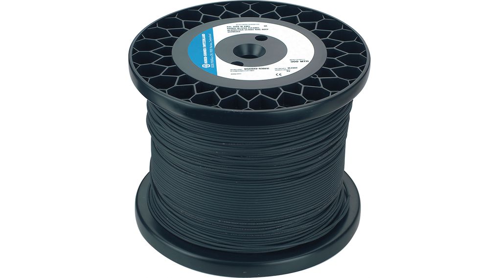 Stranded Wire Radox® 125 0.32mm² Tinned Copper Black 300m