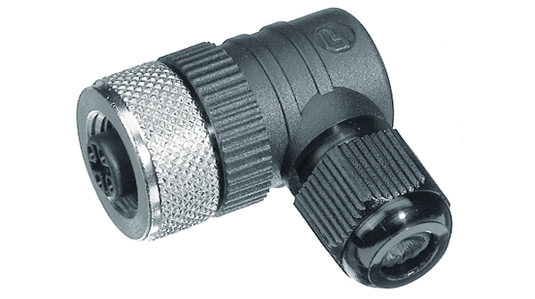 Circular Connector, M12, Socket, Right Angle, Poles - 5, Screw Terminal, Cable Mount