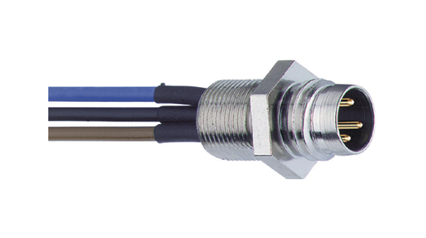 Circular Connector, M12, Plug, Straight, Poles - 4, Panel Mount
