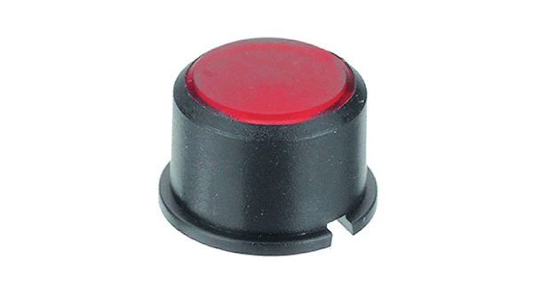Switch Cap Round 9.6mm Black / Red Plastic