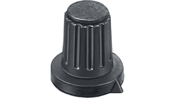 Bouton rotatif 15mm Noir Plastique Trait de repère noir