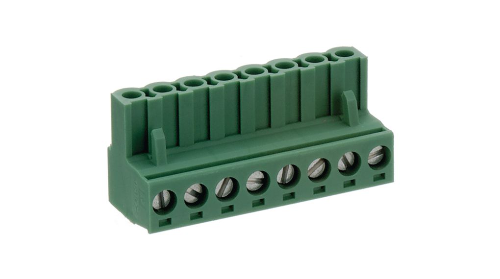 Hylsdon, Rak, 12A, 320V, Stiftavstånd - 5mm, Poler - 8