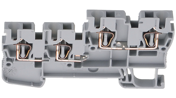 Reihenklemme, Federzugklemme, 4 Pole, 250V, 18A, 2.5mm², Grau, Packung à 5 Stück