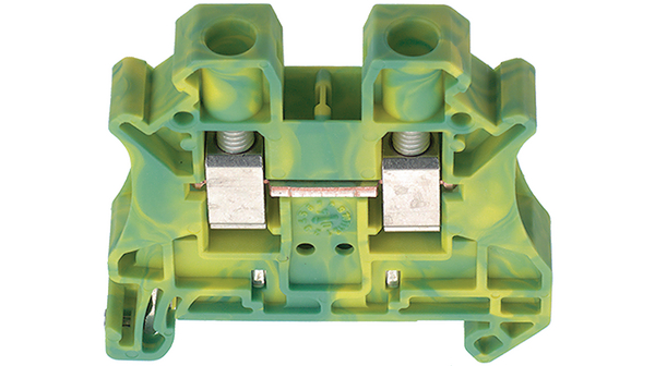 Terminal Block, Screw, 2 Poles, , 6mm², Green / Yellow, Pack of 10 pieces