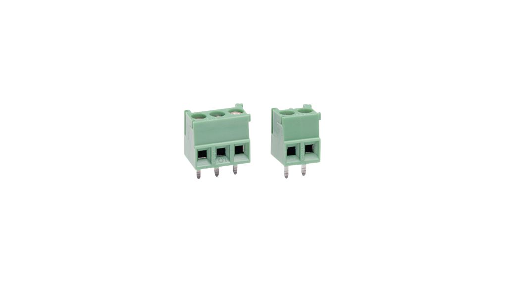 Wire-To-Board Terminal Block, 3.5mm Pitch, Right Angle, Screw, 2 Poles