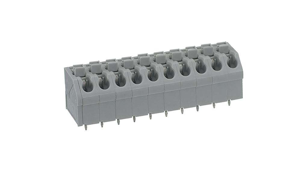 PCB Terminal Block, THT, 5mm Pitch, 45 °, Spring Clamp, 8 Poles