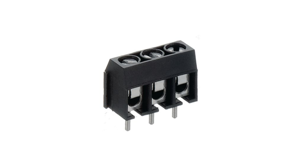 PCB Terminal Block, 5mm Pitch, Right Angle, Screw, 2 Poles