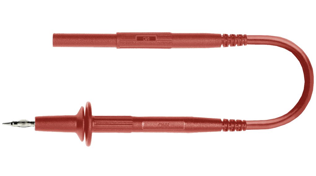 Zkoušecí kabel Termoplastický elastomer 10A Poniklovaná 1.5m 0.5mm² Červený