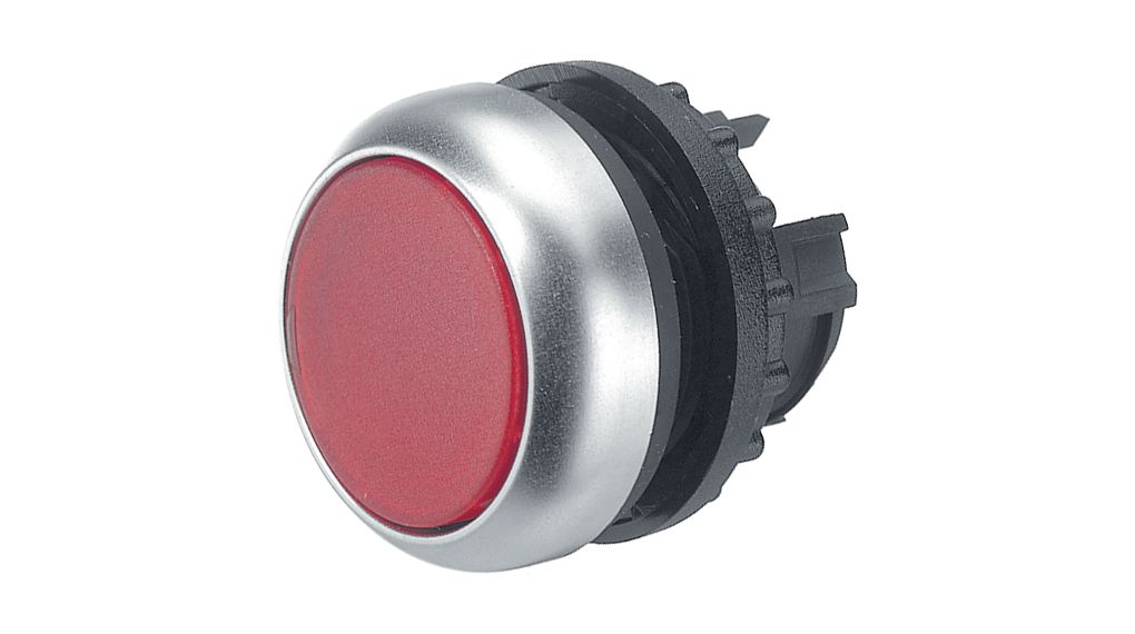 Illuminated Push-Button, Latching Function, Pushbutton, Metallic / White