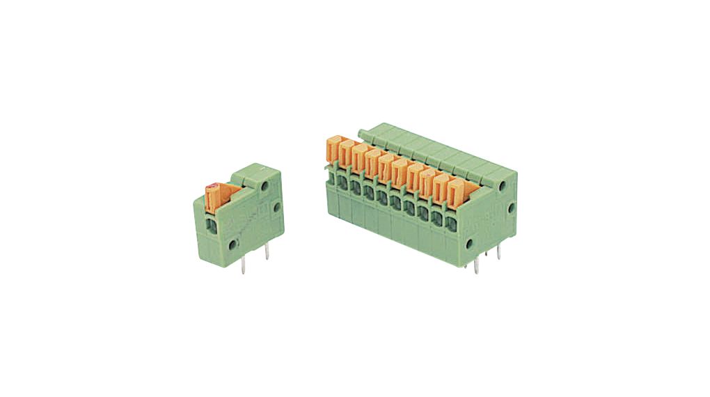Wire-To-Board Terminal Block, THT, 5.08mm Pitch, Right Angle, Spring Clamp, 1 Poles