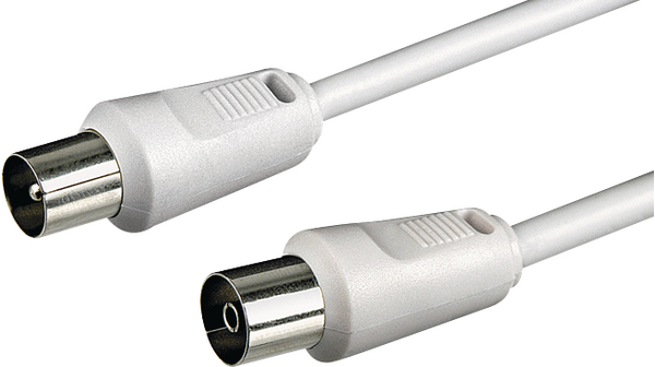 RF Cable Assembly, IEC (Coax) Male Straight - IEC (Coax) Female Straight, 5m, White