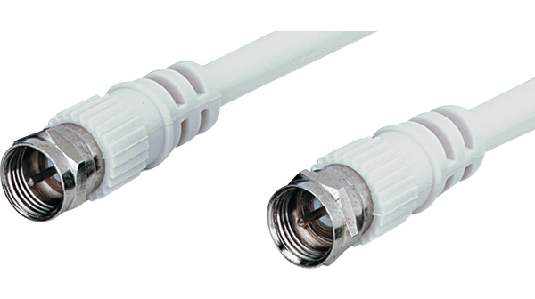 Sestava RF kabelu, F Zástrčka Rovný - F Zástrčka Rovný, 2.5m, Bílá