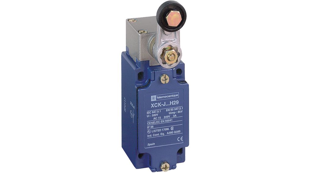 Limit Switch, M12, 1 NO + 1 NC, 10A, 240V, Steel Roller Lever