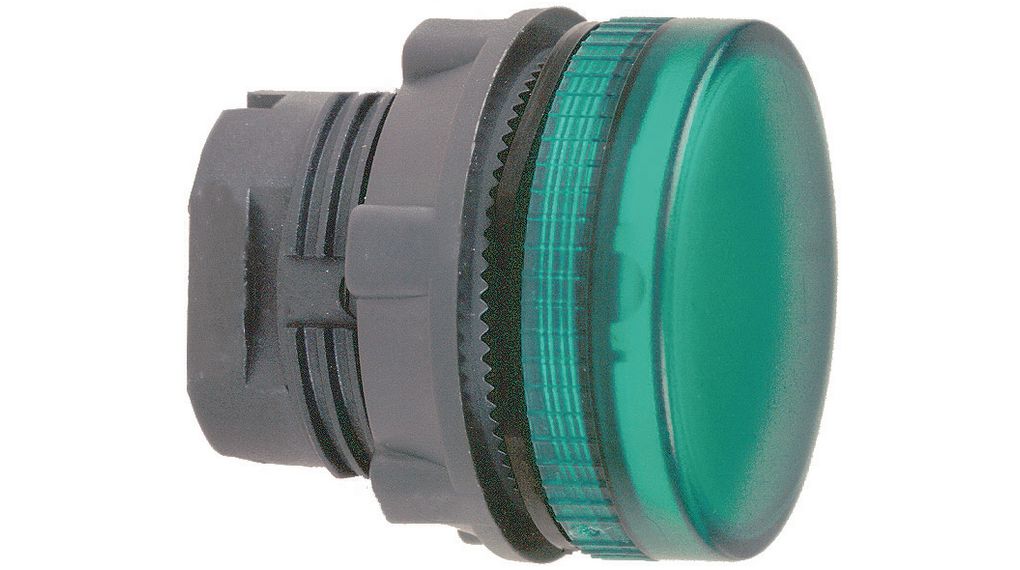 Frontelement för indikatorlampor, grön, plast, Ø22mm, IP69(K)