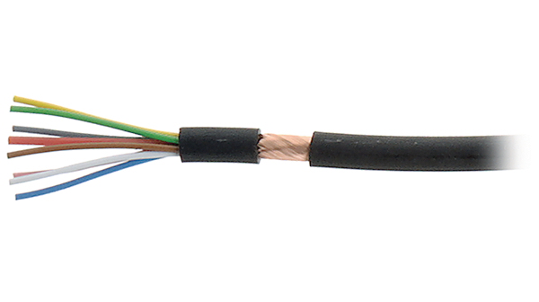 Multicore Cable, CY Copper Shield, PVC, 7x 0.1mm², 100m, Black