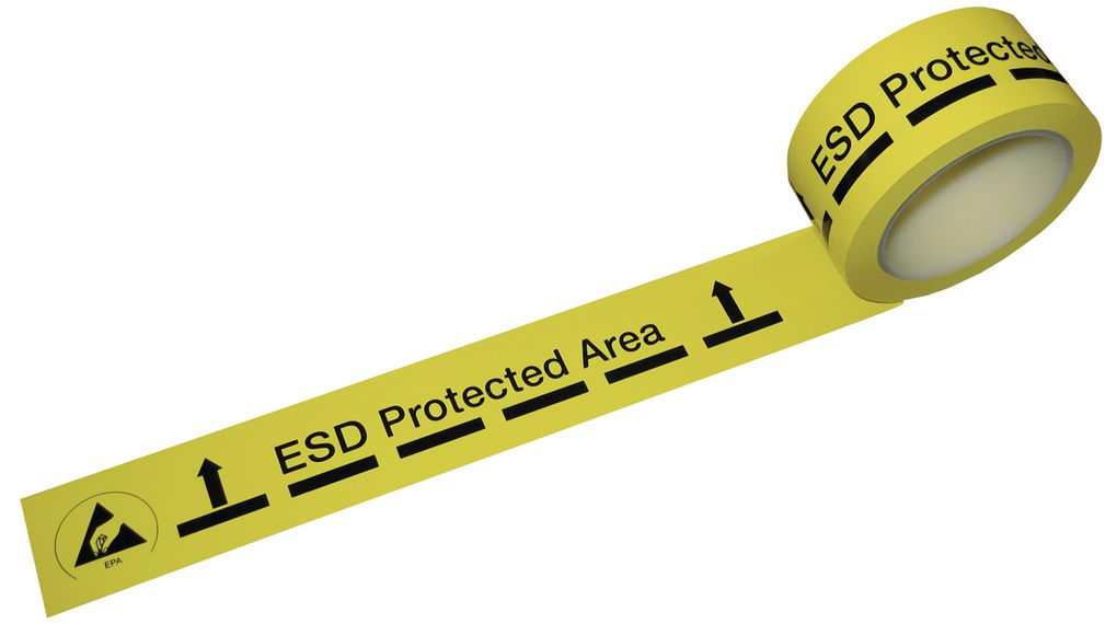 ESD-markeringstape, 50mm x 33m, Zwart/geel
