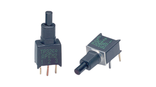 Interruttore a pulsante per incorporamento in subminiatura ON-(ON) 1CO Montaggio su circuito stampato Nero
