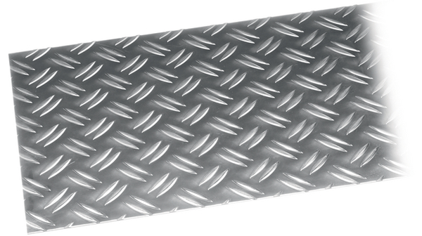Rutemønstret aluminiumsplate, 500x250x2mm