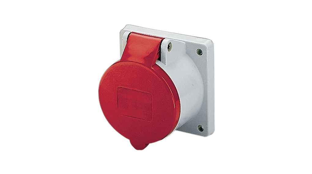 CEE Socket, Red, 5P, 10mm², 32A, IP44, 400V