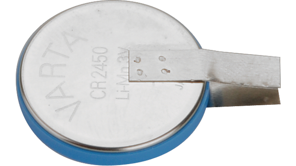 Pila de botón CR2450, 3V, 620mAh, litio - dióxido de manganeso