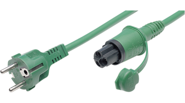 Block Heater Connection Cable, DE Type F (CEE 7/4) Plug - Defa Male, 2.5m, Green