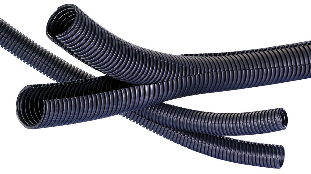 Tuyaux flexibles de protection des câbles, fendus, 8.5mm, Polyamide 6, Noir