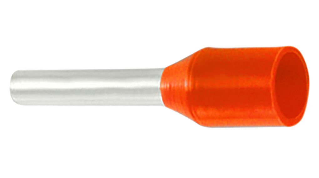 Bootlace Ferrule 0.5mm² Orange 14mm Pack of 100 pieces