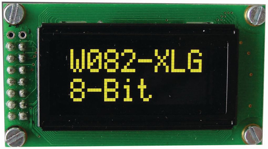 Dot matrix OLED-display,gul-grøn,38 x 16 mm