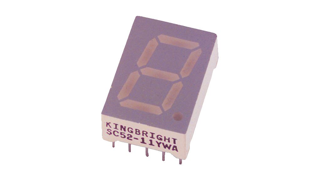 7-Segment LED Display SC52 Red 13.2mm 627nm 6.4mcd 2.5V THT Common Cathode