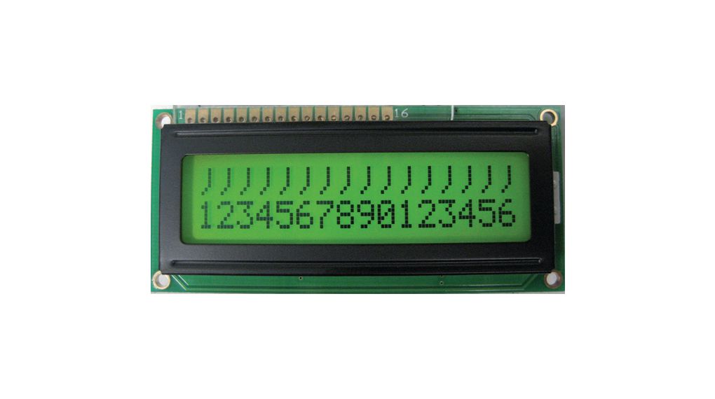 Taustavalaistu LCD-pistematriisinäyttö 5.55 mm 2 x 16