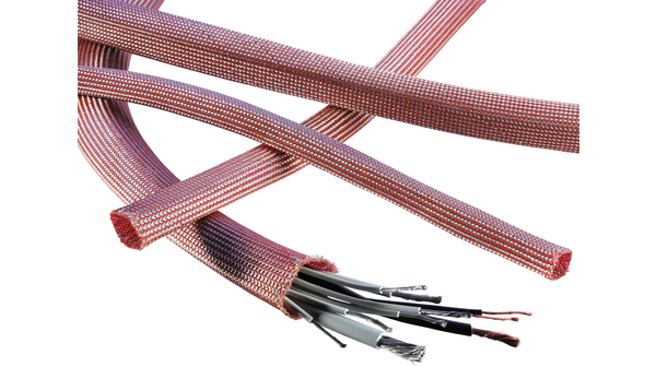 Hybrid screening braid Tinned Copper Metal / Red