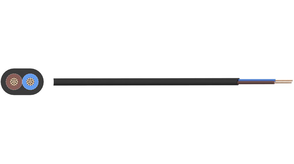 Napájecí kabel 2x 0.5mm² Měď Nestíněné 300V 100m Černá