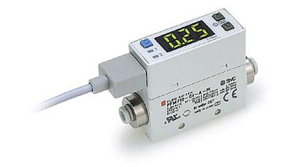Flow Switch Air / Nitrogen / Argon / Carbon-di-Oxide 10L/min 7.5bar 3% 24V G1/8" Cable with Plug, 2 m IP40