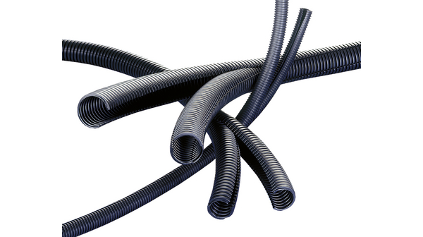 Tuyaux flexibles de protection des câbles, fendus, 22.1mm, Polypropylène, Noir