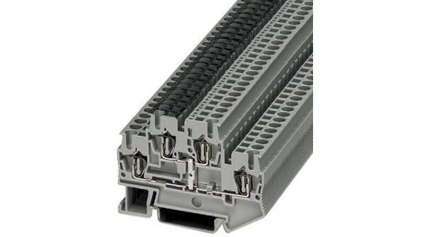 Double-level terminal block, Spring Clamp, 4 Poles, 500V, 22A, 0.08 ... 4mm², Grey