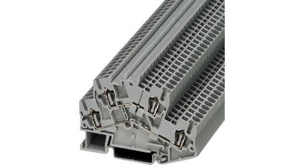 Double-level terminal block, Spring Clamp, 4 Poles, 500V, 22A, 2.5mm², Grey, Pack of 5 pieces