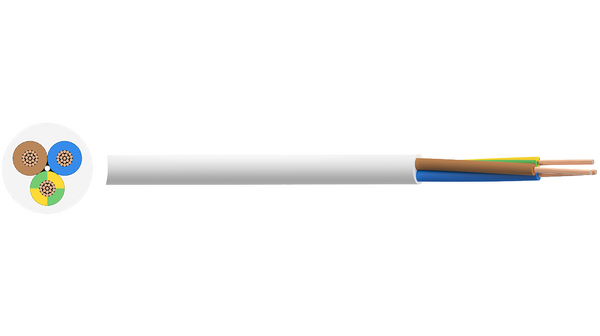 Napájecí kabel 3x 1.5mm² Měď Nestíněné 500V 100m Bílá