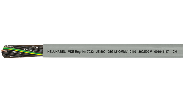 Mehradriges Kabel, YY ungeschirmt, PVC, 3x 0.5mm², 100m, Grau