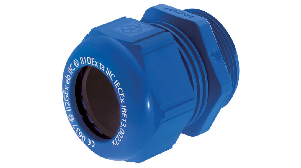 Cable Gland, 4 ... 5mm, M16, Polyamide, Blue, ATEX