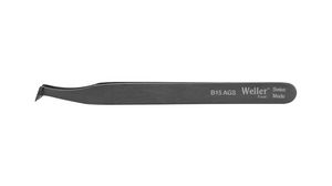 Tweezers with Narrow Oblique Head, Black Cutting Carbon Steel Angled 115mm
