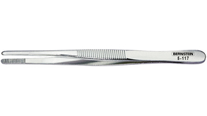 Universal Tweezers, Flat / Straight / Wide Tip with Serration, Stainless Steel 145mm