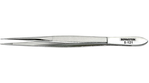 Universal Tweezers, Finely Serrated / Narrow Pointed, Stainless Steel 120mm